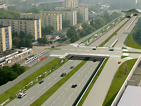 Katowice - skrzyżowanie ulic Sokolskiej z Chorzowską - wizualizacja 